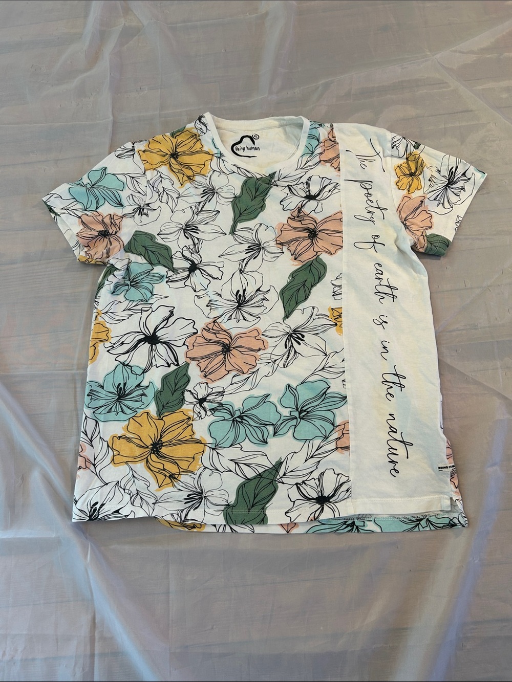 Being Human Graphic Tee - White with Black & Green Print